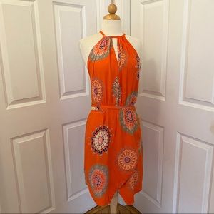 ANTHROPOLOGIE Floreat Livia Orange Halter Dress